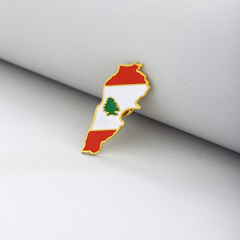 Country Flag Pin Factory - Manufacturer 18K Gold Plated Lebanon National Flag Lapel