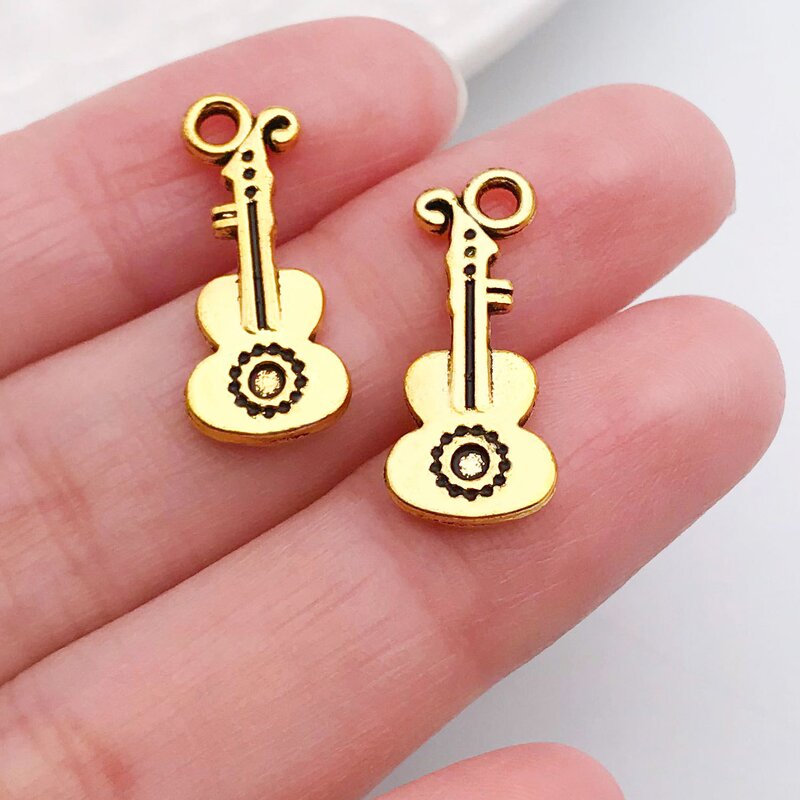 Musical Instrument Charm Factory - Antique Silver Gold Violin DIY Jewelry Charm