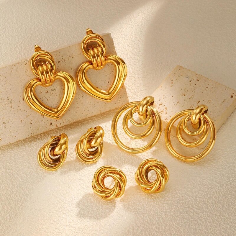 Hoop Earrings Factory - 80 Designs 18K Gold Plated Geometric Circle Heart Pendant