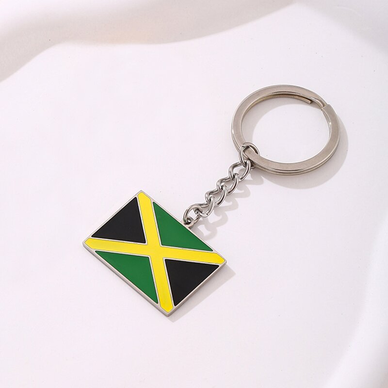 Country Flag Keychain Factory - 18K Gold Plated Enameled Jamaica Flag Bag Keychain