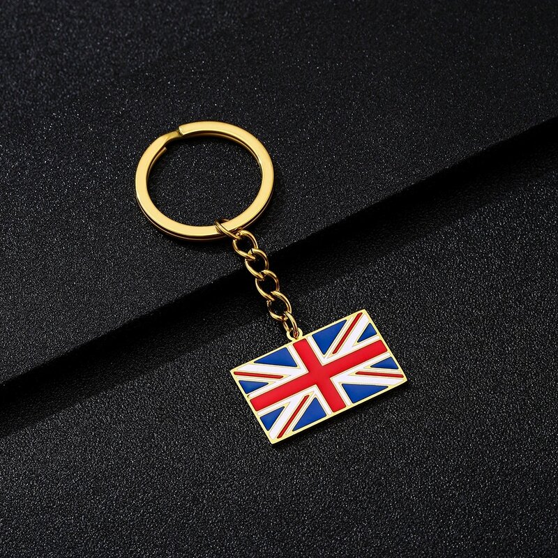 Country Flag Keychain Factory - Stainless Steel Enamel United Kingdom Flag Charm