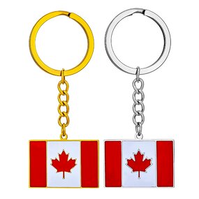 Country Flag Keychain Factory - Stainless Steel Enamel Canada Flag Car Key Chain