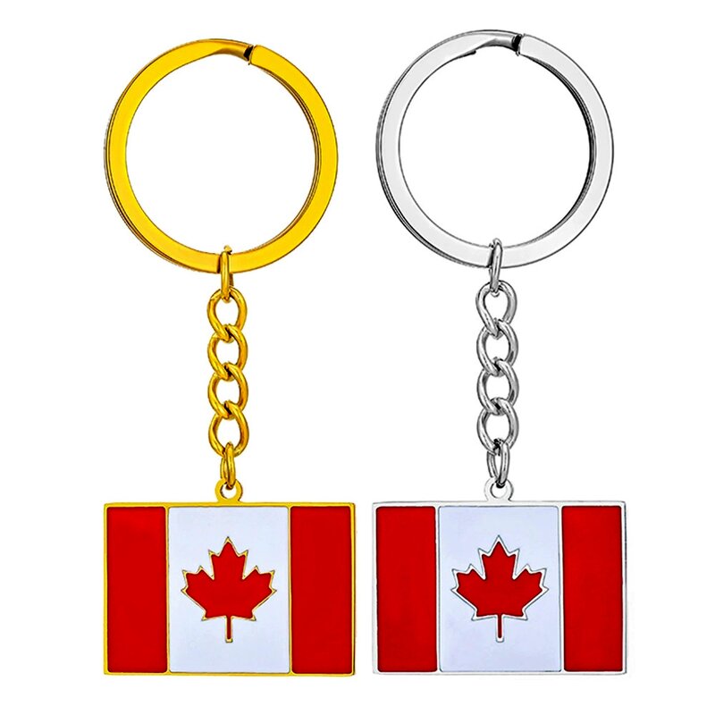 Country Flag Keychain Factory - Stainless Steel Enamel Canada Flag Car Key Chain