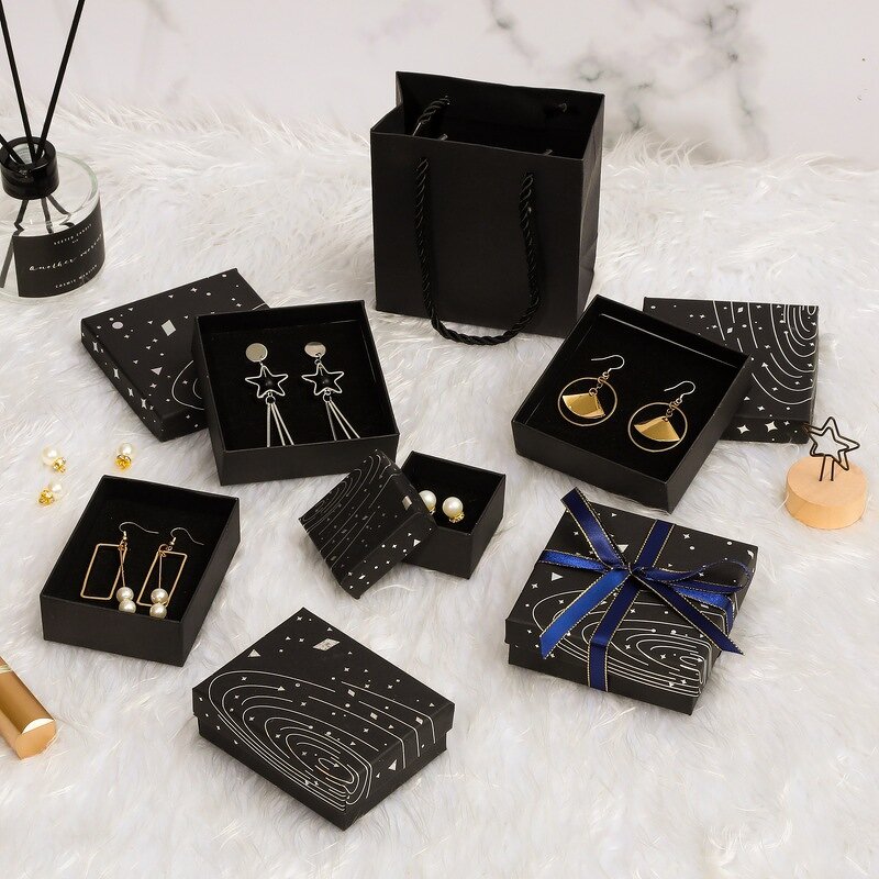 Jewelry Gift Box Factory - Black Matte Kraft Paper Box for Earrings Bracelets