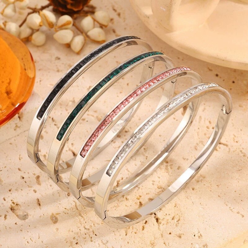 Cuff Bangle Factory - Waterproof 18K Gold PVD Plated Stainless Steel Zircon