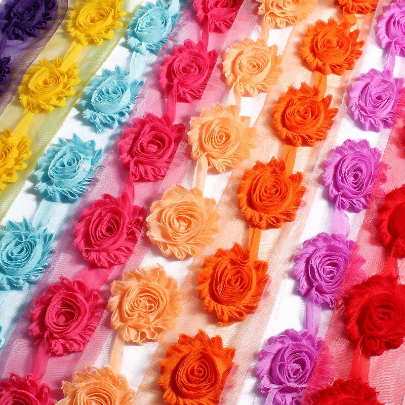 Chiffon Flower Factory - 6cm Shabby Chiffon Flower Fabric Rosette Baby Headband