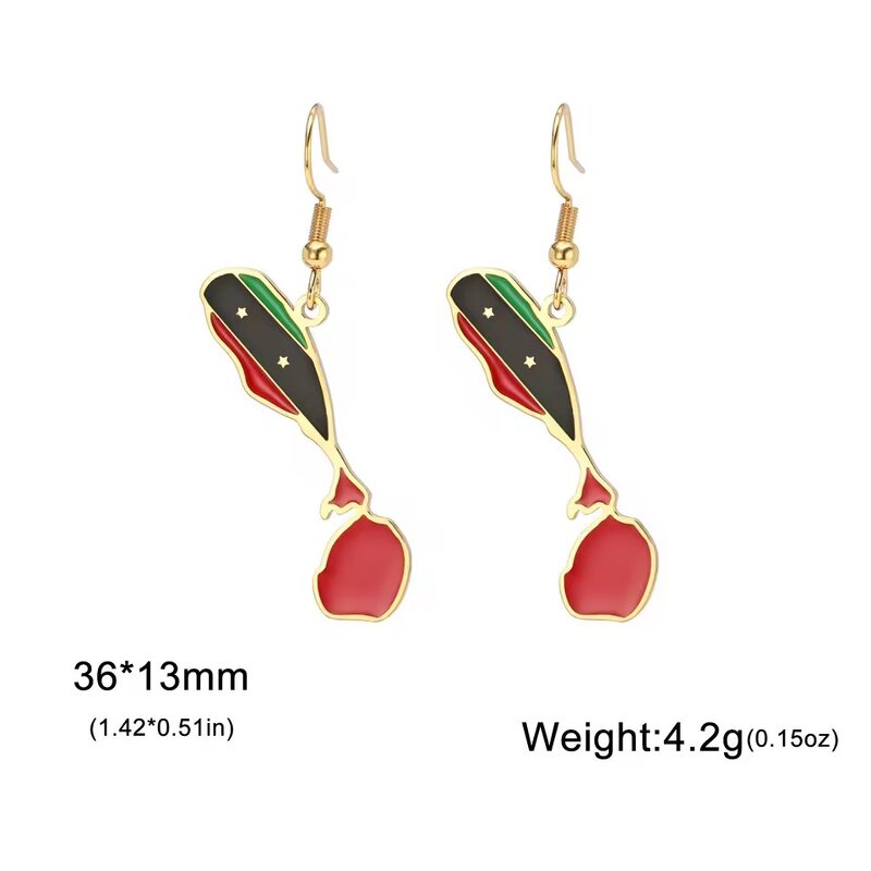 Country Flag Earrings Factory - Waterproof Stainless Steel Enamel Saint Kitts Nevis