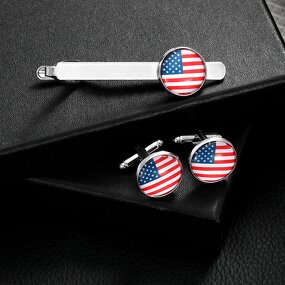 Cufflink Tie Clip Set Factory - 287 Country Flag Custom Cuff Links Tie Clips Set
