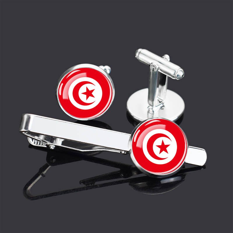 Cufflink Tie Clip Set Factory - 287 Country Flag Custom Design Cufflinks Set