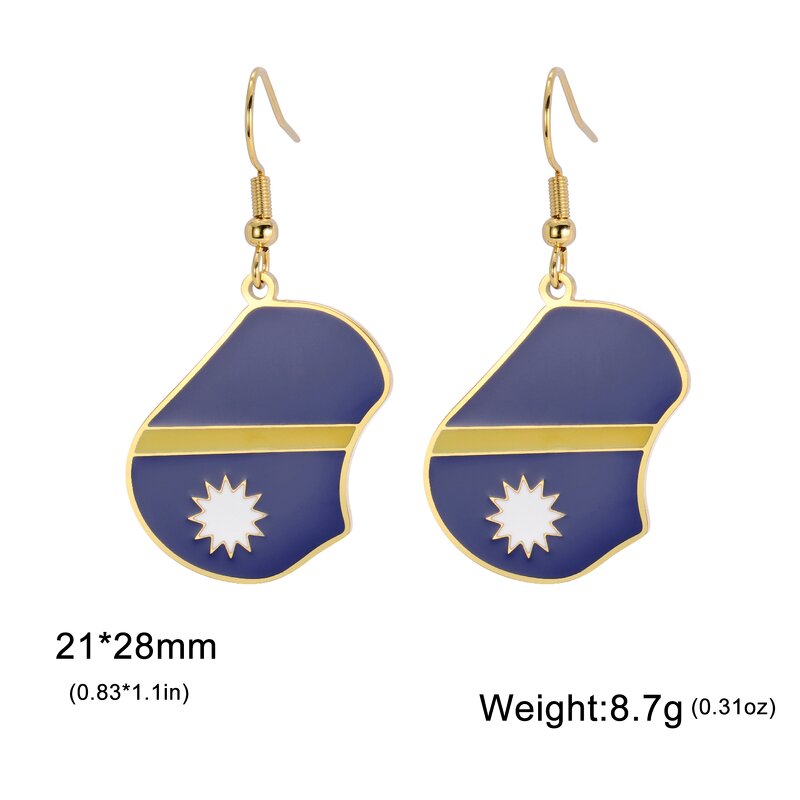 Country Flag Earrings Factory - Waterproof Stainless Steel Enamel Republic of Nauru