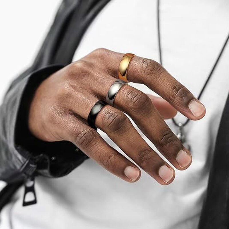 Arc Surface Ring Factory - 8mm Stainless Steel Gold Blue Silver Black Plate Matching