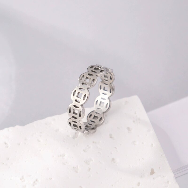 Coin Ring Factory - Manufacturer 6mm 18K Gold Black Stainless Steel Ancient Coin