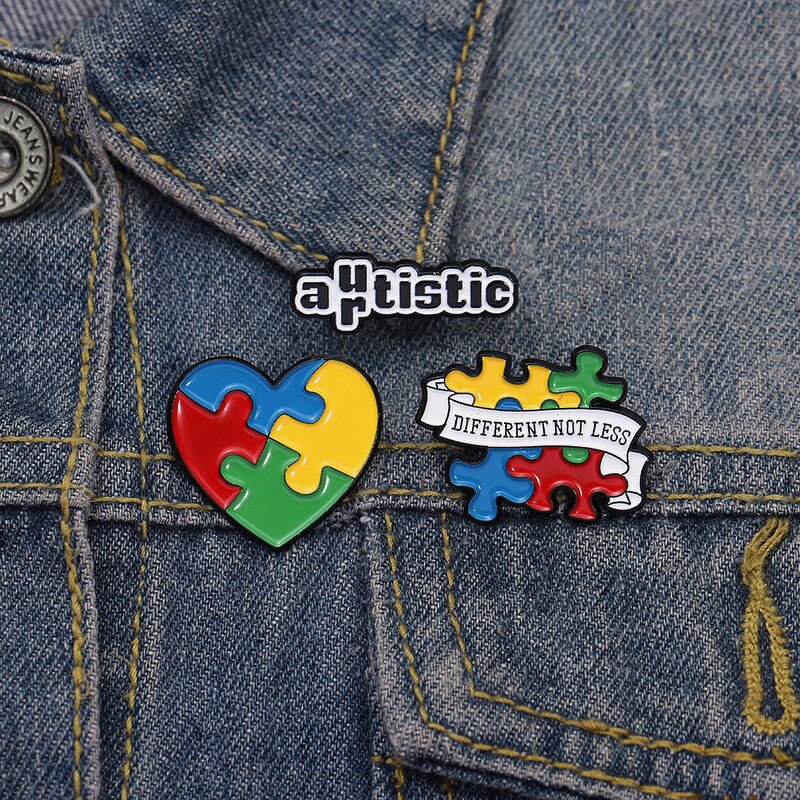 Autism Awareness Pin Factory - Enamel Puzzle Piece Design Autism Mom Lapel Pin