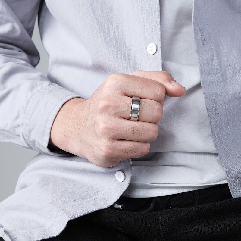 Spinning Ring Factory - 8mm Stainless Steel Rotatable Rose Gold Black Silver Plating