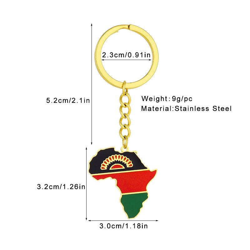 Country Flag Keychain Factory - 18K Gold Plated Africa Flag Stainless Steel