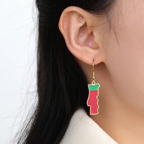 Country Flag Earrings Factory - Waterproof Stainless Steel Enamel Portugal Flag