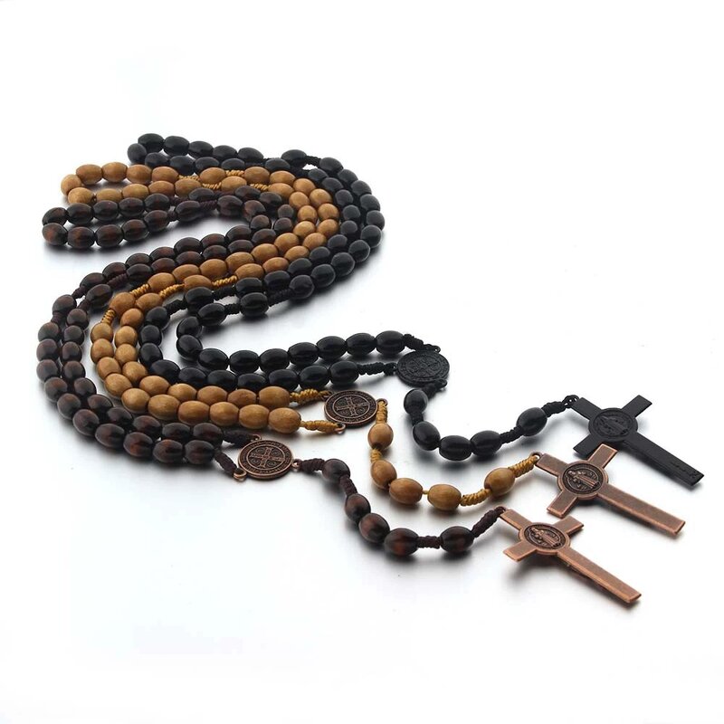 Wooden Rosary Necklace Factory - Natural Wood Cross Charm Catholic Christian Gift