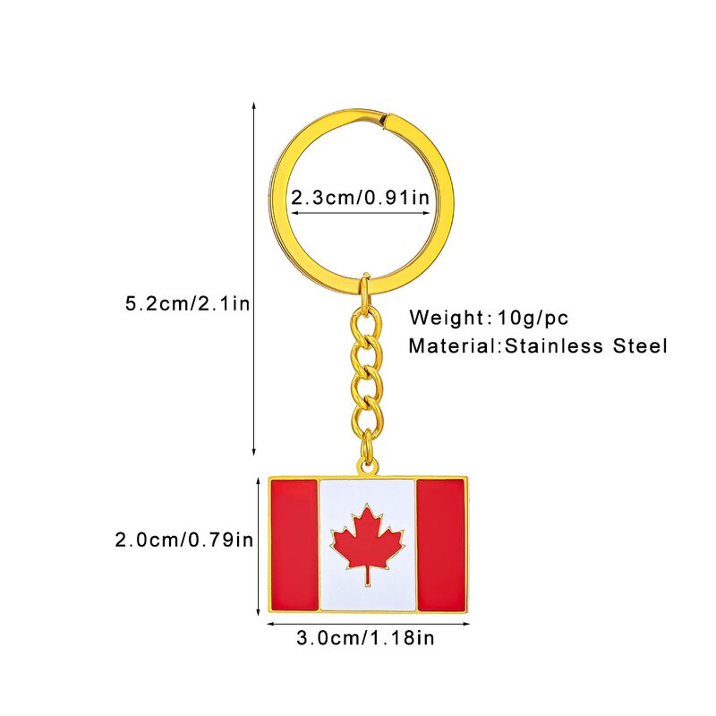 Country Flag Keychain Factory - Stainless Steel Enamel Canada Flag Car Key Chain