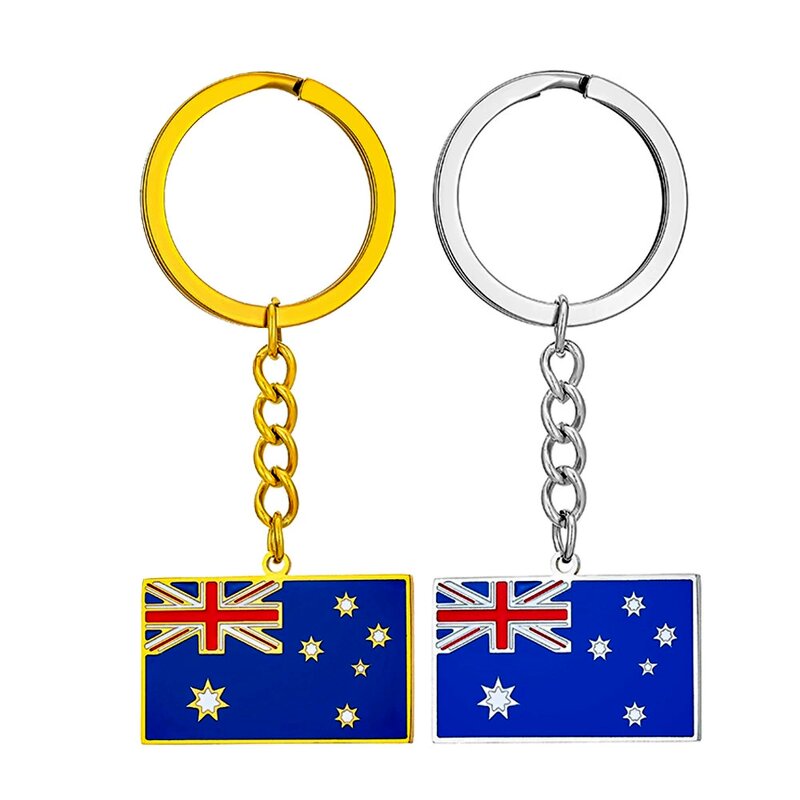 Country Flag Keychain Factory - Stainless Steel Australia Flag Charm 18K Gold