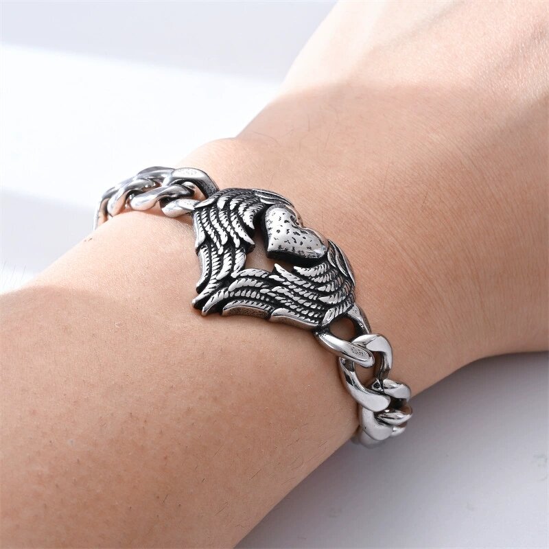 Chain Bracelet Factory - Stainless Steel Cuban Link Punk Skull Cross Charm