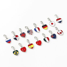 Country Flag Heart Charm Factory - Enamel Heart Shape United States Germany Flag