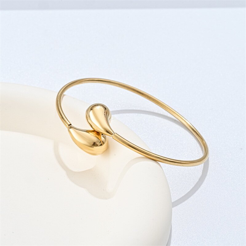Jewelry Set Factory - 18K Gold Stainless Steel Hollow Water Drop Shape Set
