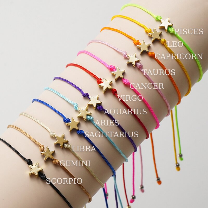 Charm Bracelet Factory - Gold Star Beaded Macrame Rope Cord for Women Girls