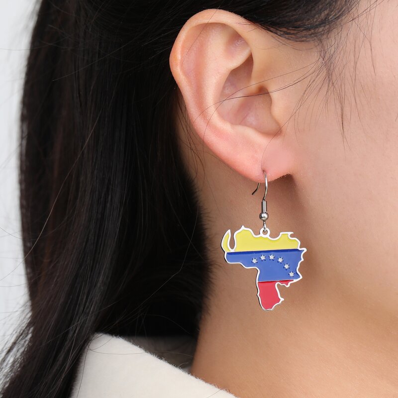 Country Flag Earrings Factory - Waterproof Stainless Steel Enamel Venezuela Flag