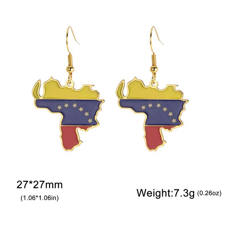 Country Flag Earrings Factory - Waterproof Stainless Steel Enamel Venezuela Flag