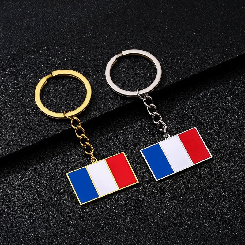 Country Flag Keychain Factory - Stainless Steel Enamel French Republic Flag