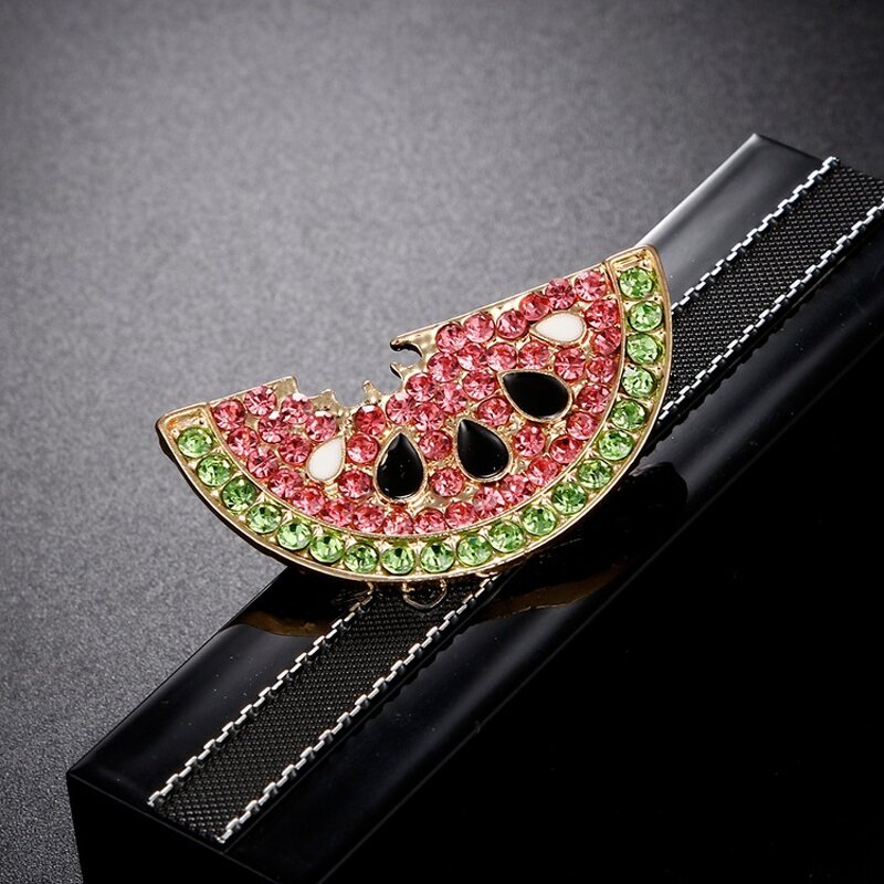 Palestine Support Pin Factory - Rhinestone Watermelon Shape Crystal Zircon Lapel Pin