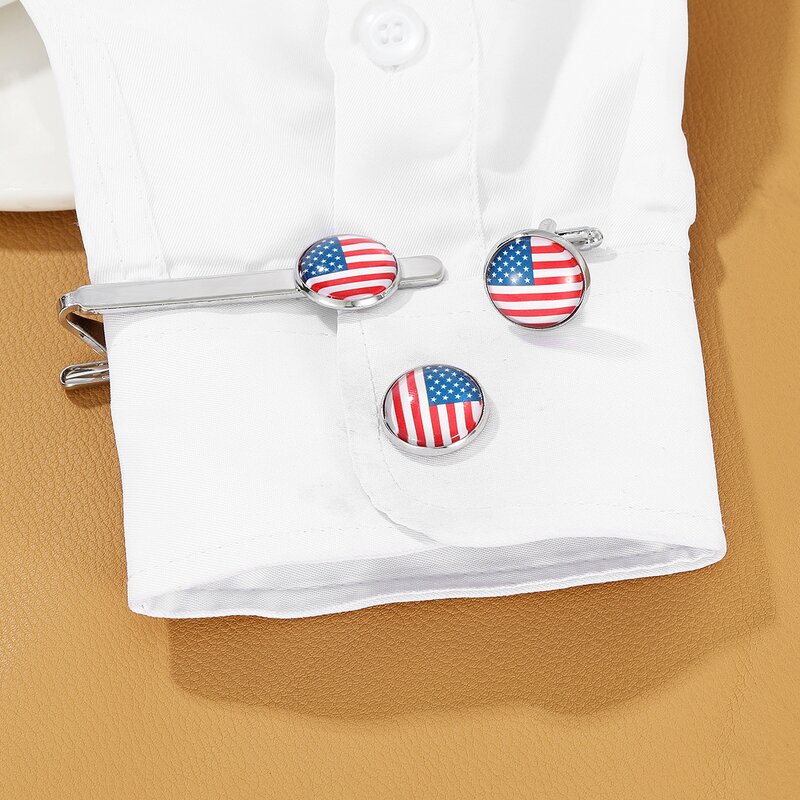 Cufflink Tie Clip Set Factory - 287 Country Flag Custom Cuff Links Tie Clips Set