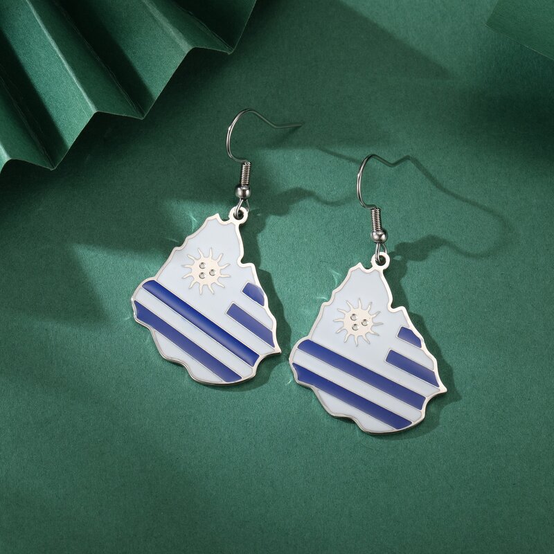 Country Flag Earrings Factory - Waterproof Stainless Steel Enamel Uruguay Flag
