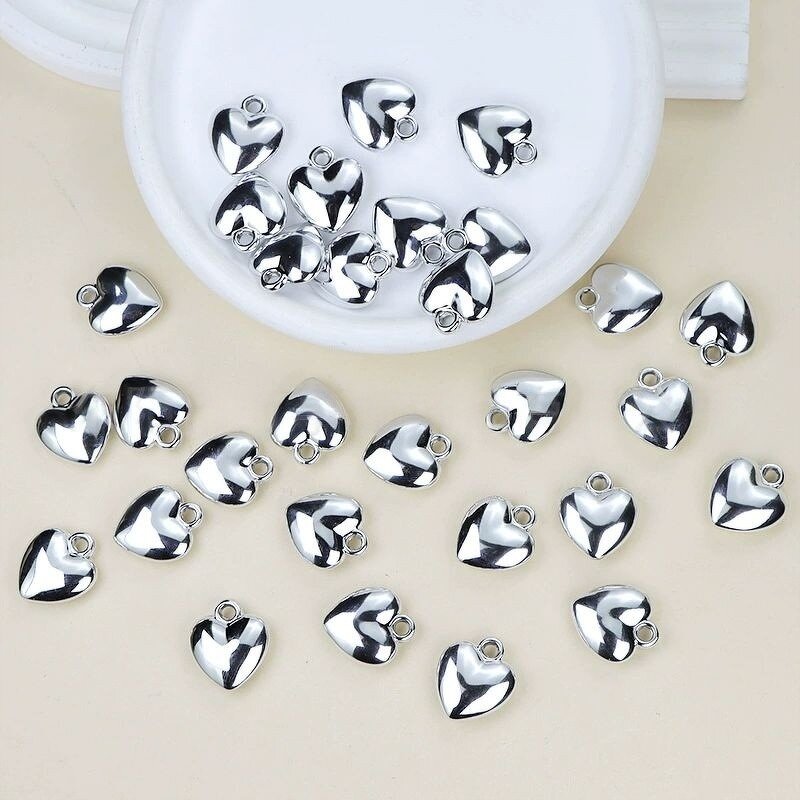 Heart Charm Factory - Manufacturer Antique Silver Solid Heart DIY Jewelry Accessories
