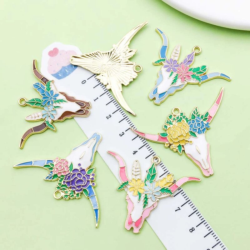 Cowboy Cowgirl Charm Factory - DIY Enamel Western Cow Head Earrings Necklace