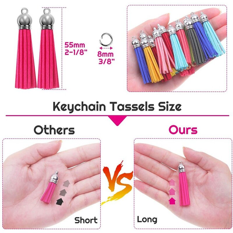 Suede Tassel Pendant Factory - DIY 55mm Suede Leather Tassel with Jump Rings