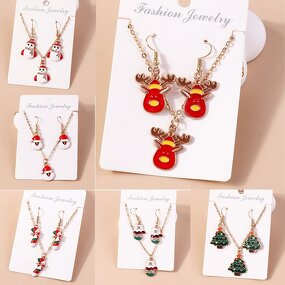 Christmas Jewelry Set Factory - Tree Stockings Santa Claus Reindeer Pendant Set