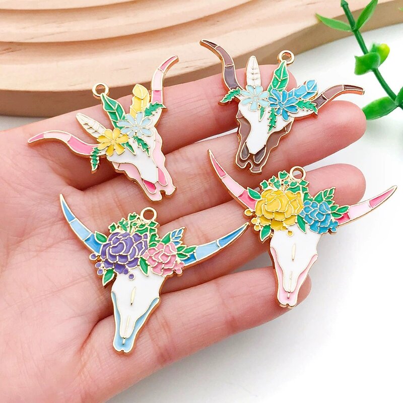 Cowboy Cowgirl Charm Factory - DIY Enamel Western Cow Head Earrings Necklace