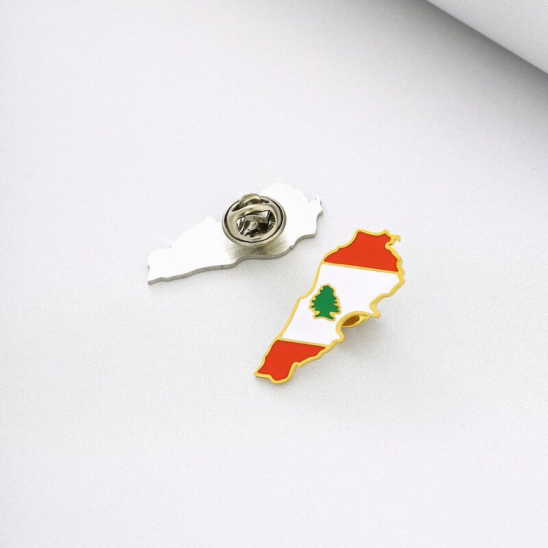 Country Flag Pin Factory - Manufacturer 18K Gold Plated Lebanon National Flag Lapel