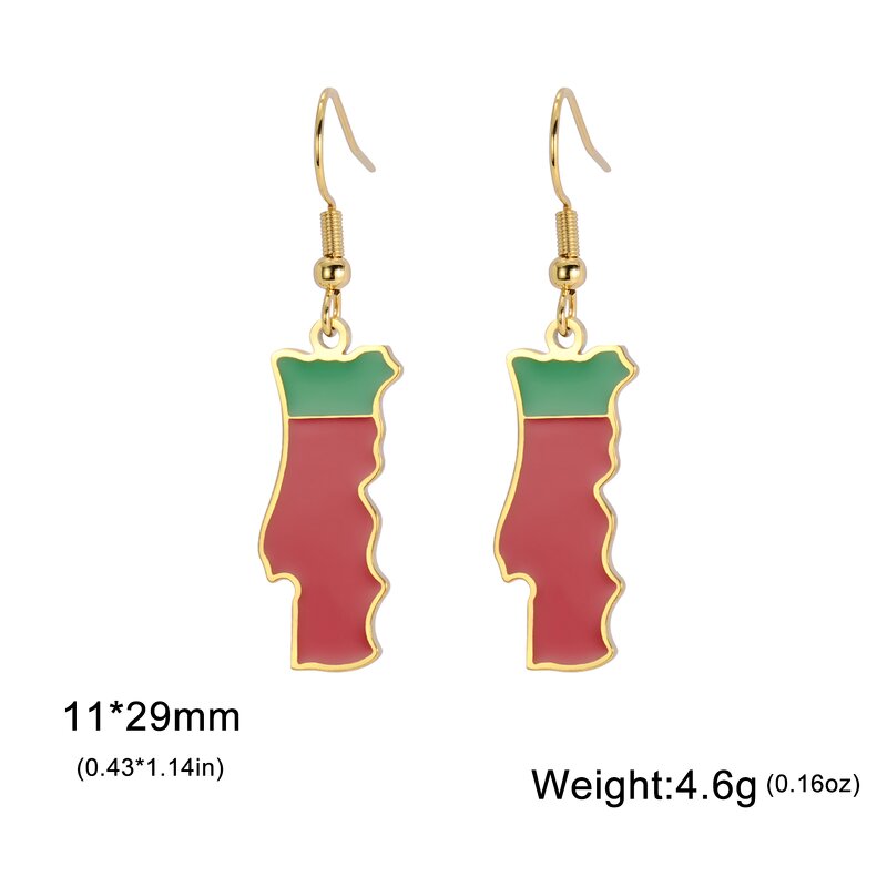 Country Flag Earrings Factory - Waterproof Stainless Steel Enamel Portugal Flag