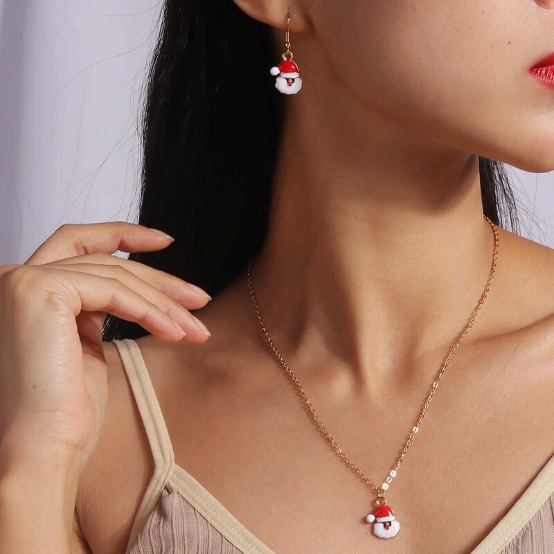 Christmas Jewelry Set Factory - Tree Stockings Santa Claus Reindeer Pendant Set