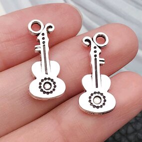 Musical Instrument Charm Factory - Antique Silver Gold Violin DIY Jewelry Charm