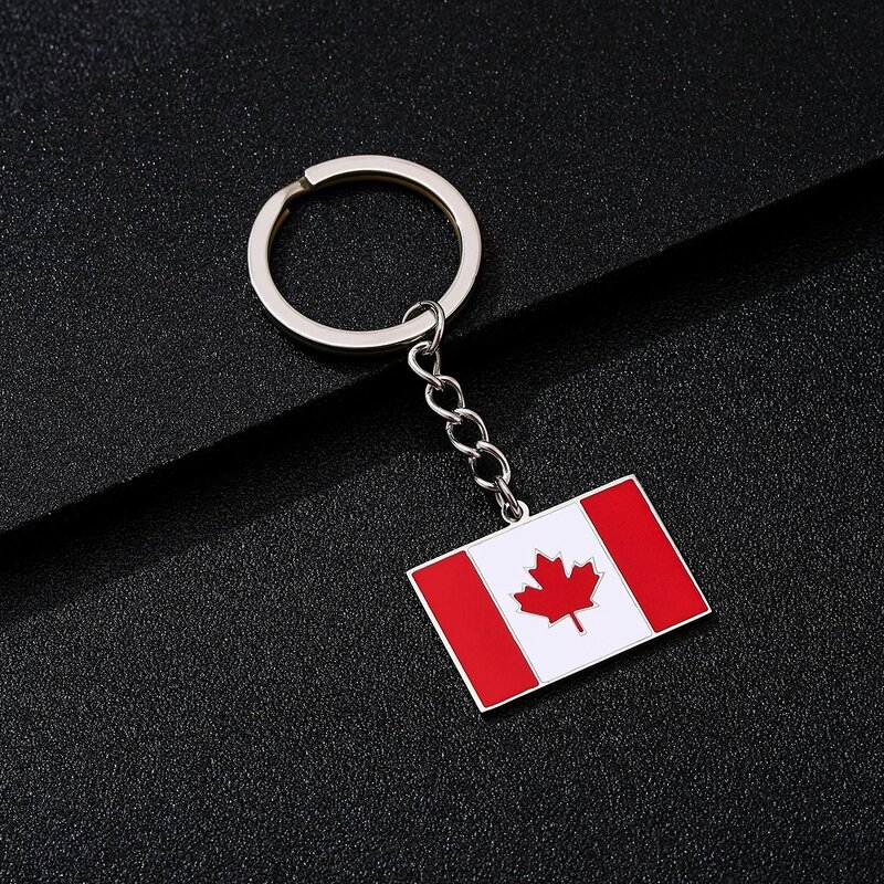 Country Flag Keychain Factory - Stainless Steel Enamel Canada Flag Car Key Chain