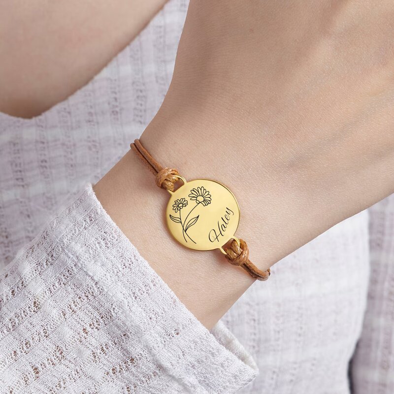 Personalized Bracelet Factory - Stainless Steel Engraved Date of Birth Name