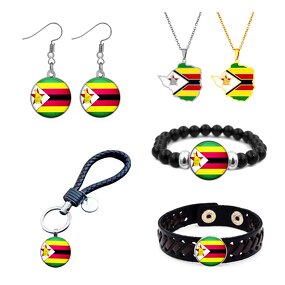 Country Flag Jewelry Set Factory - 80 Models Zimbabwe Flag Map Pendant Set