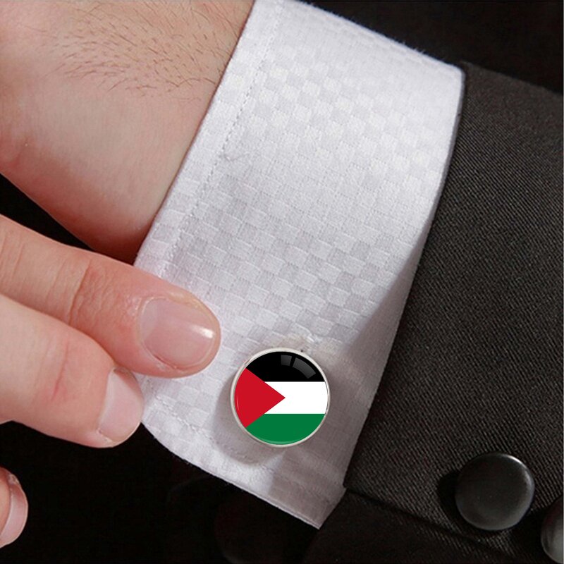 Cufflink Tie Clip Set Factory - Palestine Flag Custom Design Cuff Links Set