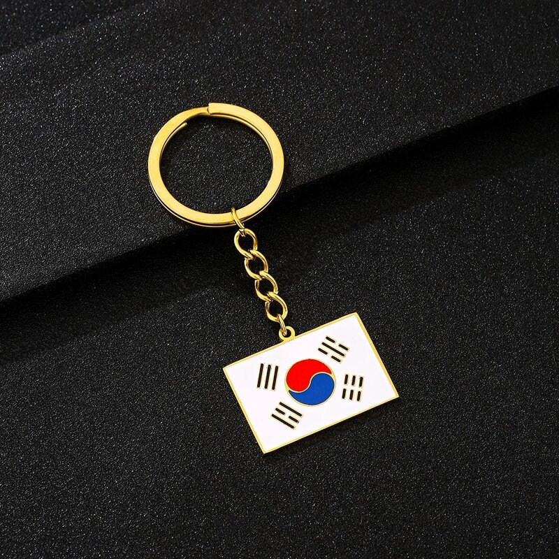 Country Flag Keychain Factory - Stainless Steel Enamel South Korea Flag Keychain