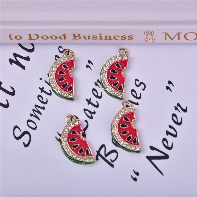Watermelon Charm Factory - DIY Enamel Rhinestone Watermelon Earrings Necklace