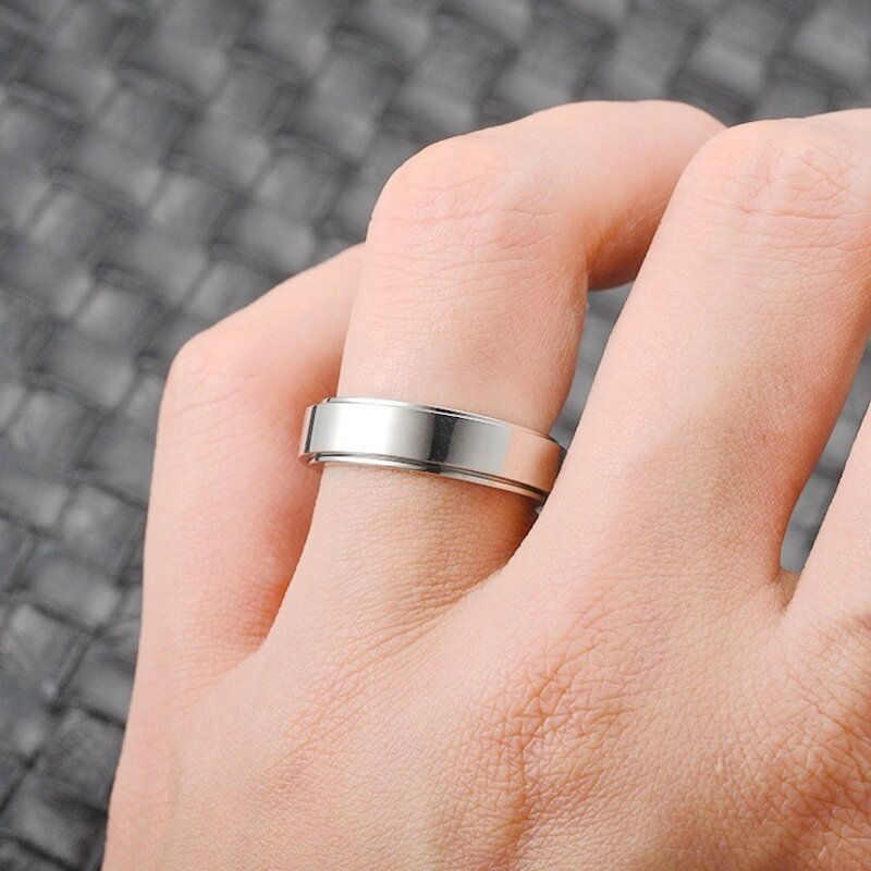 Spinning Ring Factory - 6mm Stainless Steel Rotatable Rose Gold Black Silver Plating