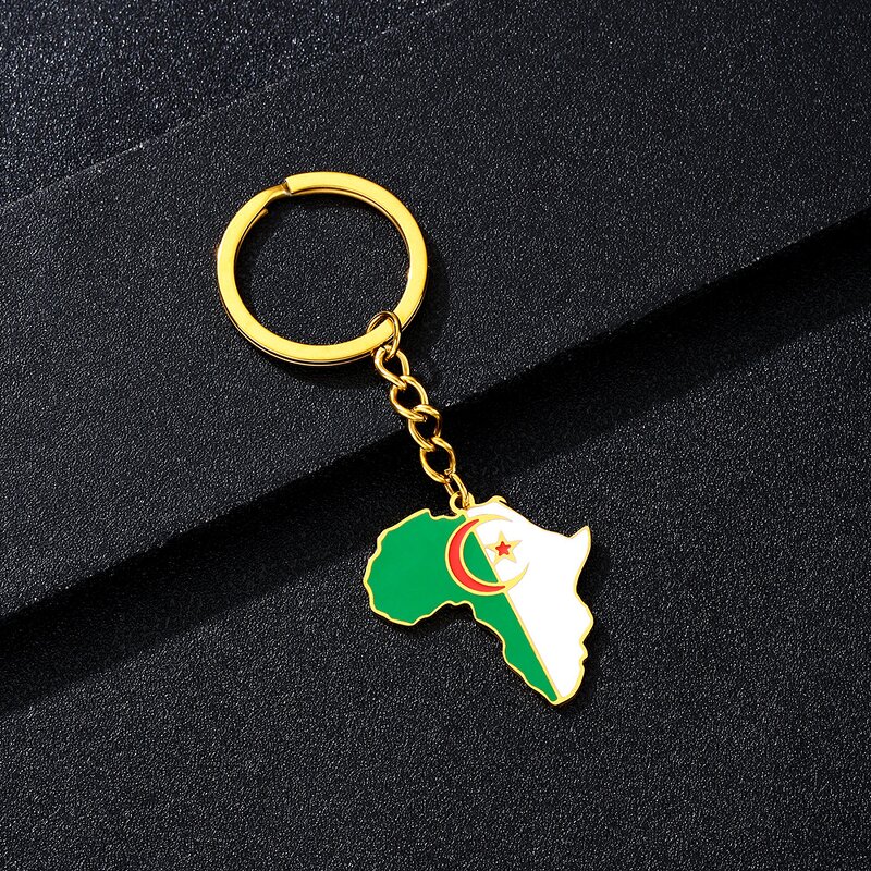 Country Flag Keychain Factory - 18K Gold Plated Africa Flag Stainless Steel